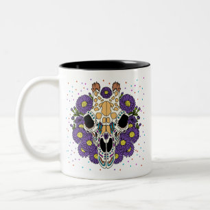 Caneca De Café Em Dois Tons Crânio de Aster e Girafa de setembro