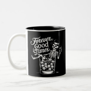 Caneca De Café Em Dois Tons Cranio de Halloween Divertido para Sempre Boa Époc