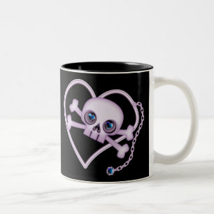 Caneca De Café Em Dois Tons Crânio de Neon Puro
