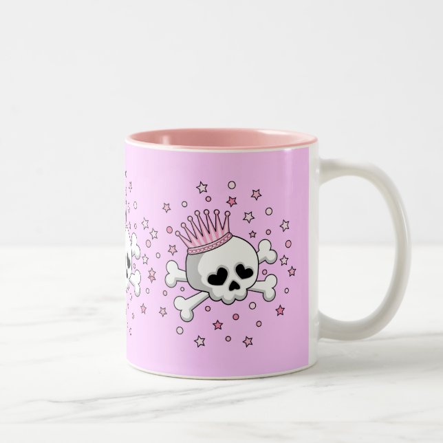 Caneca De Café Em Dois Tons Crânio de Princesa Bonita (Direita)