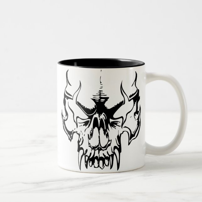 Caneca De Café Em Dois Tons Crânio do gótico (Direita)