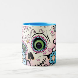 Caneca De Café Em Dois Tons Crânio doce do açúcar