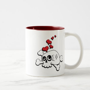 Caneca De Café Em Dois Tons Crânio e coração