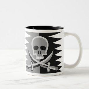 Caneca De Café Em Dois Tons Crânio e Crossbones com dizer engraçado do pirat