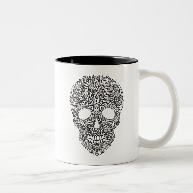 Caneca De Café Em Dois Tons Crânio humano inspirado (Direita)