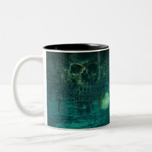 Caneca De Café Em Dois Tons Crânio na sepultura aquosa
