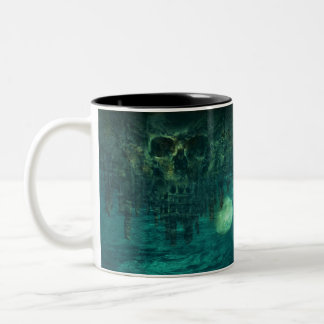 Caneca De Café Em Dois Tons Crânio na sepultura aquosa