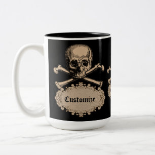 Caneca De Café Em Dois Tons Crânio personalizado & Crossbones