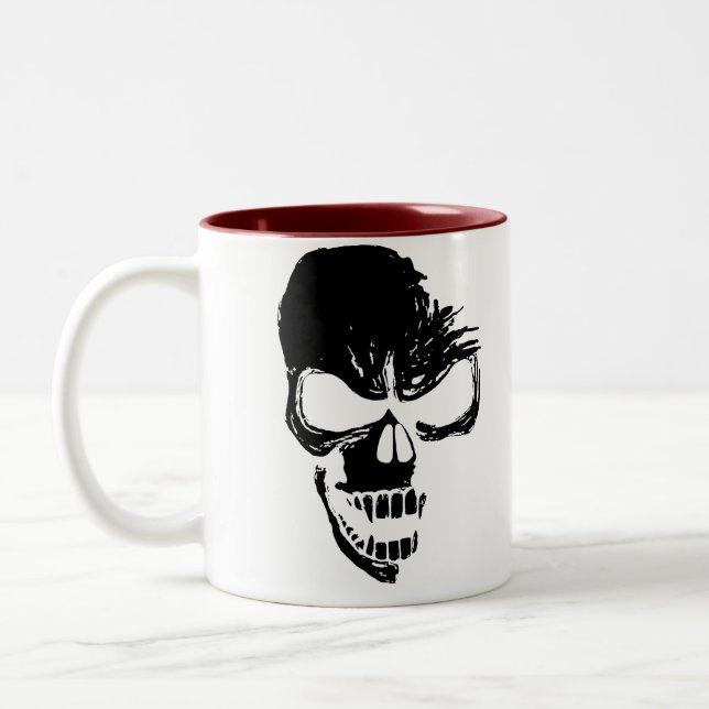 Caneca De Café Em Dois Tons Crânio preto (Esquerda)