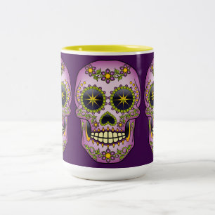 Caneca De Café Em Dois Tons Crânio Puro Floral