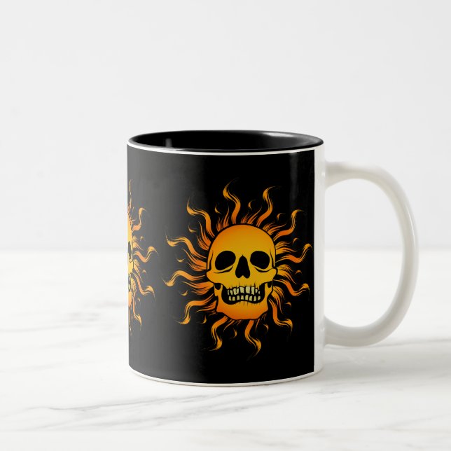Caneca De Café Em Dois Tons Crânio Solar (Direita)