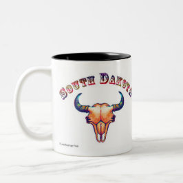 Caneca De Café Em Dois Tons Crânios do búfalo de South Dakota