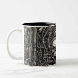 Caneca De Café Em Dois Tons crânios do Techno 001