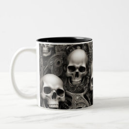 Caneca De Café Em Dois Tons crânios do Techno 002