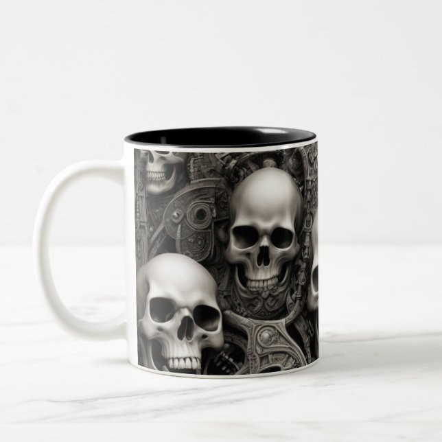Caneca De Café Em Dois Tons crânios do Techno 002 (Esquerda)