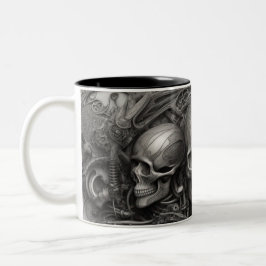 Caneca De Café Em Dois Tons crânios do Techno 003