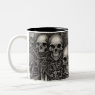Caneca De Café Em Dois Tons crânios do Techno 004