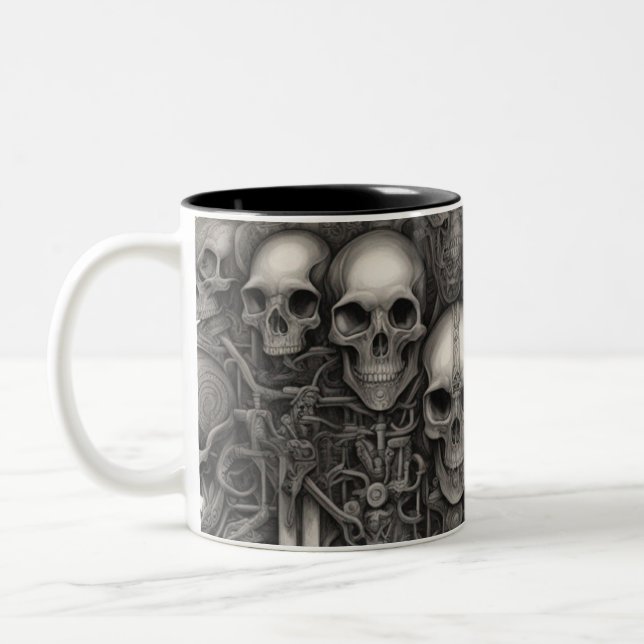 Caneca De Café Em Dois Tons crânios do Techno 004 (Esquerda)