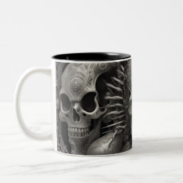 Caneca De Café Em Dois Tons crânios do Techno 005