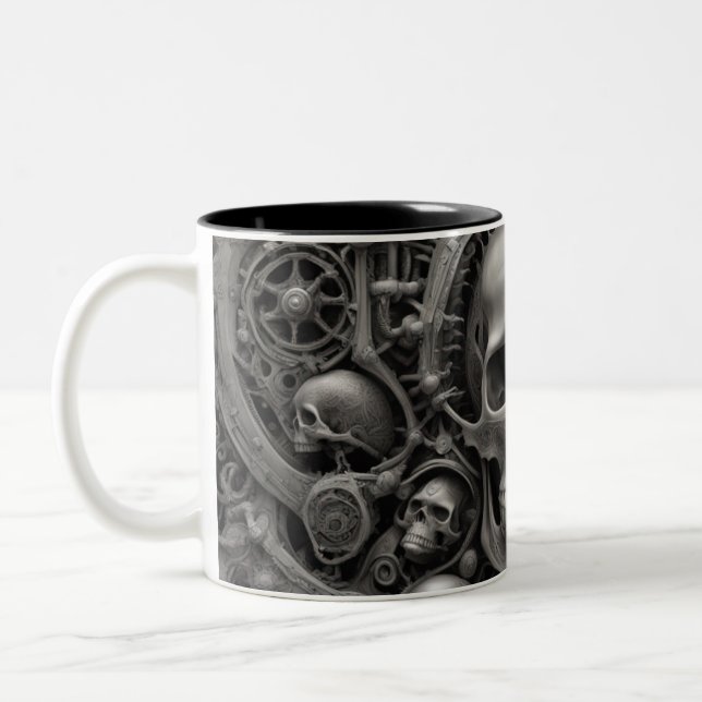 Caneca De Café Em Dois Tons crânios do Techno 006 (Esquerda)