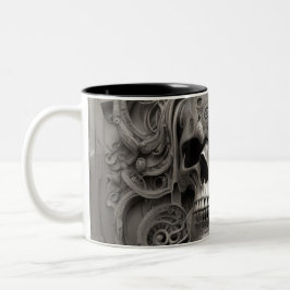 Caneca De Café Em Dois Tons crânios do Techno 007