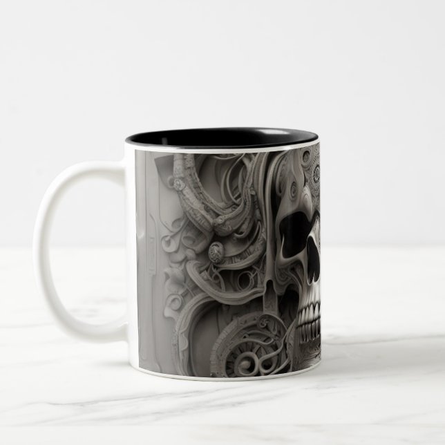 Caneca De Café Em Dois Tons crânios do Techno 007 (Esquerda)