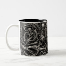 Caneca De Café Em Dois Tons crânios do Techno 008