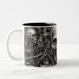 Caneca De Café Em Dois Tons crânios do Techno 009