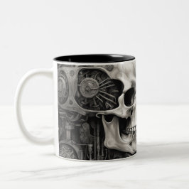 Caneca De Café Em Dois Tons crânios do Techno 010