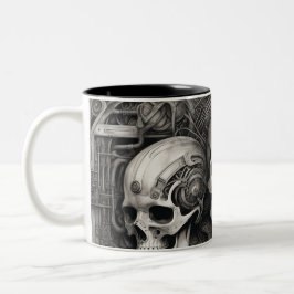 Caneca De Café Em Dois Tons crânios do Techno 011