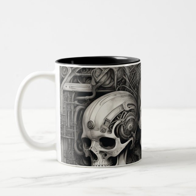 Caneca De Café Em Dois Tons crânios do Techno 011 (Esquerda)