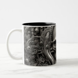 Caneca De Café Em Dois Tons crânios do Techno 012