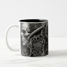 Caneca De Café Em Dois Tons crânios do Techno 014