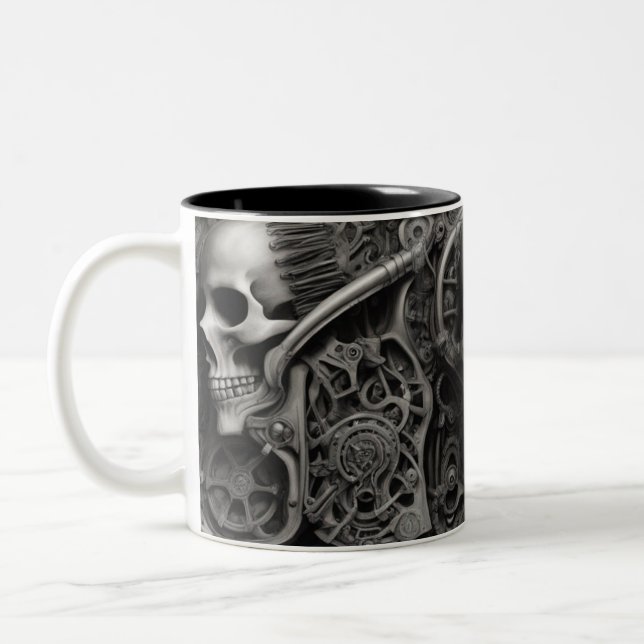 Caneca De Café Em Dois Tons crânios do Techno 014 (Esquerda)