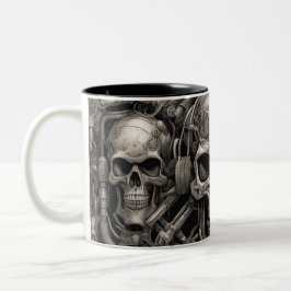 Caneca De Café Em Dois Tons crânios do Techno 015