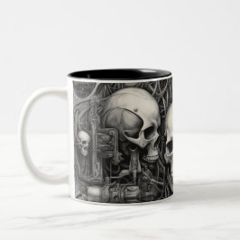 Caneca De Café Em Dois Tons crânios do Techno 016