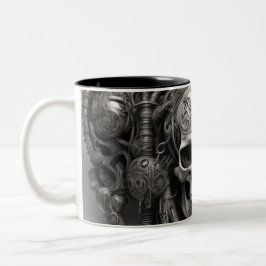 Caneca De Café Em Dois Tons crânios do Techno 017
