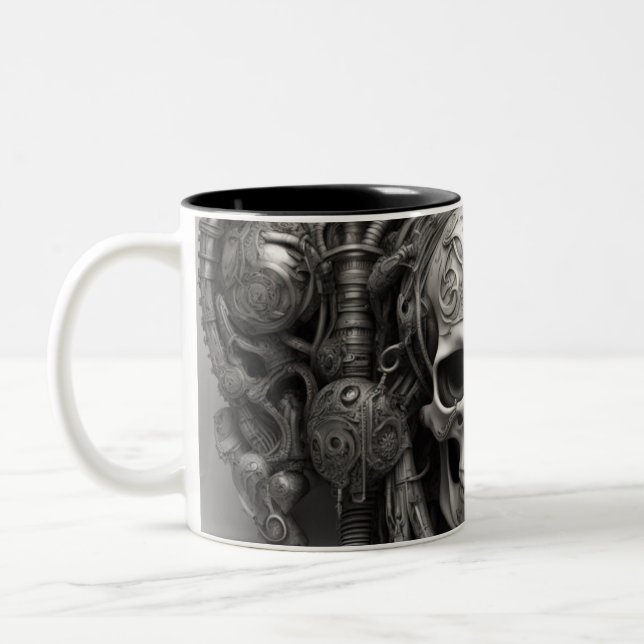 Caneca De Café Em Dois Tons crânios do Techno 017 (Esquerda)