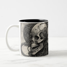 Caneca De Café Em Dois Tons crânios do Techno 018
