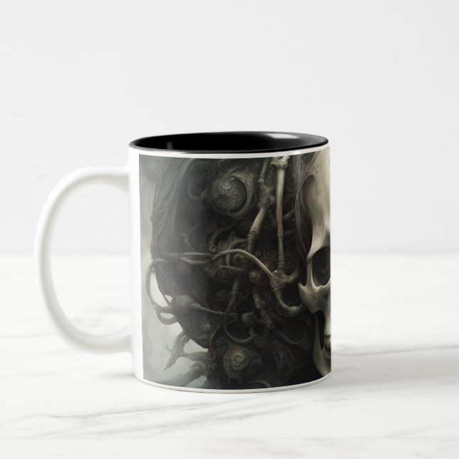 Caneca De Café Em Dois Tons crânios do Techno 019 (Esquerda)
