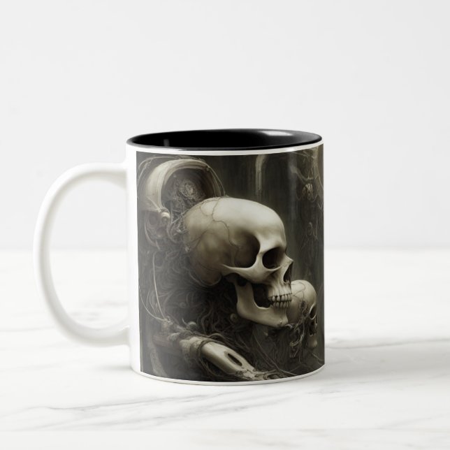 Caneca De Café Em Dois Tons crânios do Techno 020 (Esquerda)