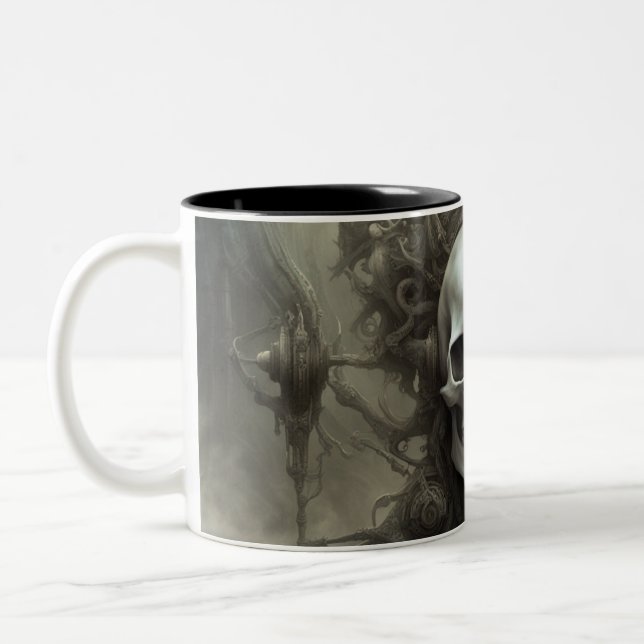 Caneca De Café Em Dois Tons crânios do Techno 021 (Esquerda)