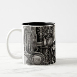 Caneca De Café Em Dois Tons crânios do Techno 023