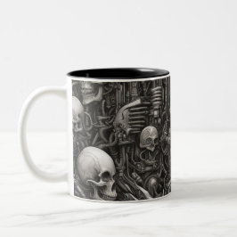 Caneca De Café Em Dois Tons crânios do Techno 024