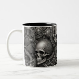 Caneca De Café Em Dois Tons crânios do Techno 025
