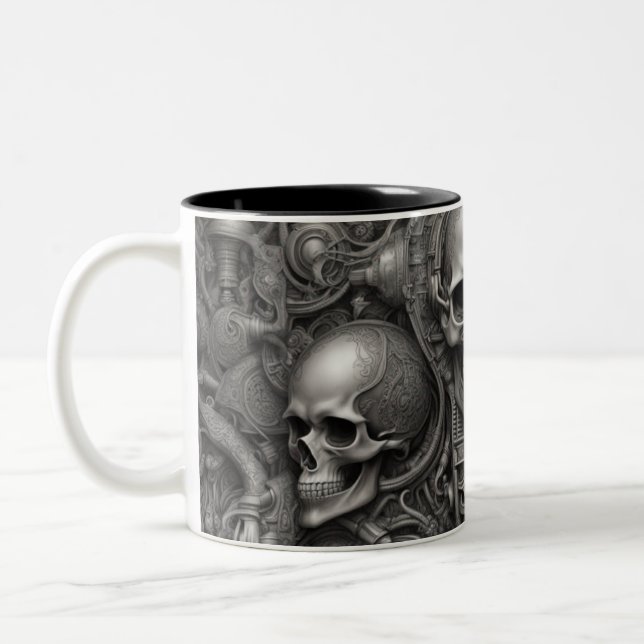 Caneca De Café Em Dois Tons crânios do Techno 025 (Esquerda)