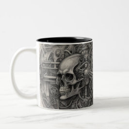 Caneca De Café Em Dois Tons crânios do Techno 026