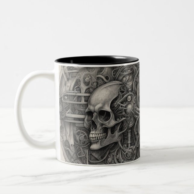 Caneca De Café Em Dois Tons crânios do Techno 026 (Esquerda)