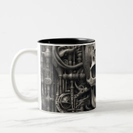 Caneca De Café Em Dois Tons crânios do Techno 027