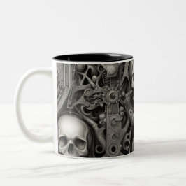 Caneca De Café Em Dois Tons crânios do Techno 029
